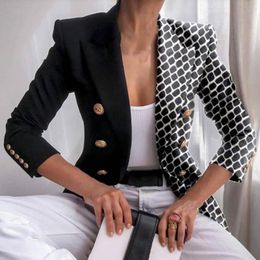 Mulheres Femininas Blazers Mulheres Blazer Moda Impressão Dupla Breasted Outono Inverno Lapela De Manga Longa Jaqueta Slim para Office