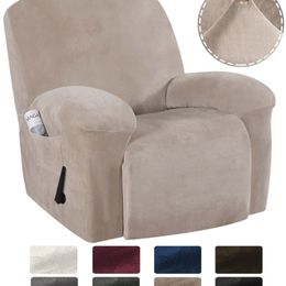 Velvet Recliner Chair Cover Protector Elastic All-inclusive Massage Sofa Couch for Living Room Wingback Armchair 211207