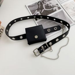 Style belt type Chain Bag joker Small Belts European Punk Wind Decorative Women Fashion Waist Pack PU Fanny Packs Phone Bags For Lady