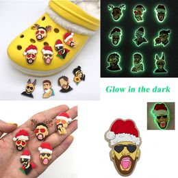 Wholesale Christmas Themed Bad Bunny Glow In The Dark Croc Shoe Charms for Shoe Decoration