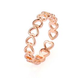 Gold Silver Colour Hollowed-out Heart Shape Open Ring Cute Fashion Love Jewellery For Women Young Girl Child Gifts Adjustable