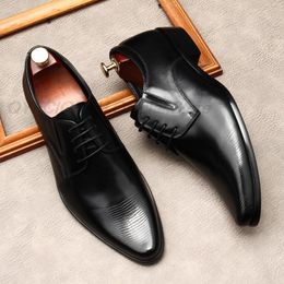 European Luxury Mens Oxford Dress Shoes Genuine Leather Black Handmade Mens Shoes Lace Up Business Office Formal Shoes Men