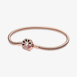 Designer Jewellery 925 Silver Bracelet Charm Bead fit Pandora Moments Pink Fan Snake Chain Slide Bracelets Beads European Style Charms Beaded Murano