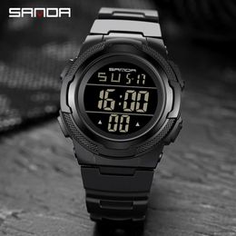 SANDA Brand Luxury Luminous Electronic Watch Men Fashion Sport Military Waterproof Clock Stopwatch Date Display Wristwatch G1022