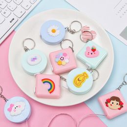 30 Styles Portable Soft Tape Measure Keychain Square And Circle Cartoon Cute Measures Mini Ruler Girl-length Measuring Rulers Multi-function Key Chain