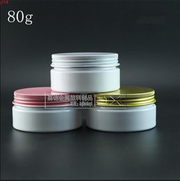 80g/ml White Plastic Flat Bottle Jar Pink Screw lid Butter Pomade Bath Salt Pill Small Sample Packing Bottlesgood qty