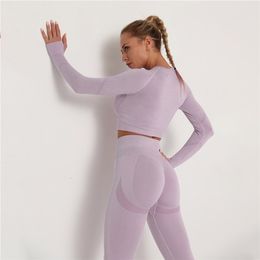 Sexy Sports Suits High Stretch Sports Sets Women Fitness Workout Tracksuit Sports Shirts Leggings Sets Slim Outfits 2Pcs Sets 211007