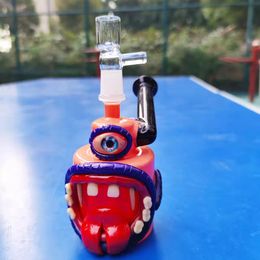 8 INCH 3D Monster Pink Glass Bong Water Pipes Recycler Joint Hookah Smoking Bubbler 14mm Bowl