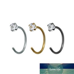 Crystal Clear Gem Hoop Stainless Steel Nose Ring piercing zircon simple ear nail ornament 20G body Jewellery