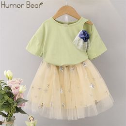 Girls Clothes Brand Clothing Sets Kids Handmade Flowers Design Children Girl Tops+Skirt 210611