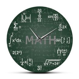 Green Chalkboard Math Formulas Wall Clock Hanging Wall Watch Back To School Science Mathematics Art Wall Decor Math Geek Gift 210325