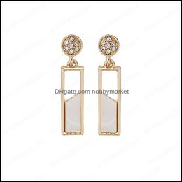 Dangle & Chandelier Earrings Jewellery Korean Style Fashion Earring Simple Geometric Square Shell Ins With Diamond 925 Sier Needle For Women D