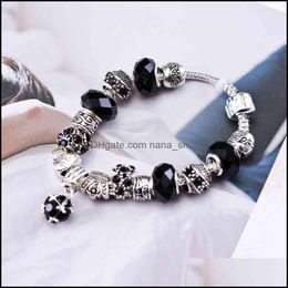 Other Fashion Accessories Valentines Day Bracelet Panjia Beaded Gifts Amethyst Diamond Tibetan Sier Crown Love Jewelry Drop Delivery 2021 Sx