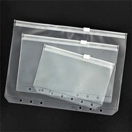 A5/A6/A7 PVC Ring Binder Cover Clear Zipper Storage Filing Supplies Bag 6 Hole Waterproof Stationery Bags Office Portable Document Sack DH8475