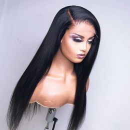 Heat Resistant Fiber Hair Synthetic Wig Mermaid Black Color Silky Straight Synthetic1 Lace Front Wigs Baby hairs Synthetics Lacefrontwigs