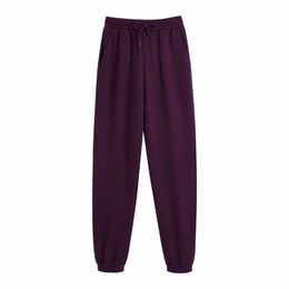 Casual Woman Purple Elastic Waist Sports Pants Spring Fashion Ladies Soft Jogging Pant Girls Chic Basic 210515