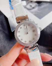 Fashion Geometric Round Diamond Strap watches Women Silver White Stainless Steel Quartz watch Ladies Mother of pearl Clock 35mm