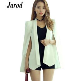 OL suit jacket Fashion Cloak Cape Blazer Women white Lapel Split Long Sleeve Jacket Coat Female Casual Blazers 210519