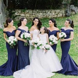 Navy Blue Modern Mermaid Bridesmaid Dresses Satin Strapless Wedding Guest Maid Of Honor Gowns Formall Dress Custom Vestido