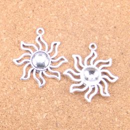 40pcs Antique Silver Bronze Plated sun sunburst Charms Pendant DIY Necklace Bracelet Bangle Findings 34*30mm