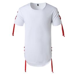 White T Shirt Men Workout Casual Muscle T Shirts Mens O-Neck Oversized Hip Hop Tee Shirt Summer Harajuku High Street Tops Solid 210524