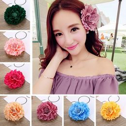 Big Peony Artificial Flower Hair Clip Solid Corsage Bridal Wedding Prom Party Hairpin Brooch For Women Bohemian Hair Accessories