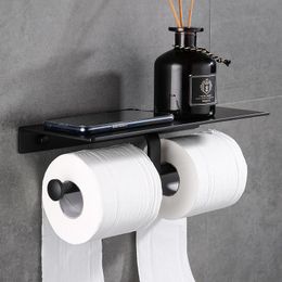 Toilet Paper Holders Black Holder Kitchen Roll Bathroom WC Phone Shelf Towel Accessories