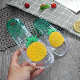 2-18y Kids Slippers Summer Girls Flip Flops Flat Soft Bottom Cartoon Fruit Breathable Transparent Children's Shoes Ly10 210712