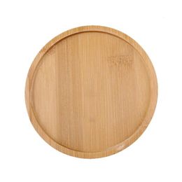 Bamboo Tray Plant Saucer Flower Container Creative Original Wood Colour Environmentally Friendly Round Coasters Tabletop Set Planters & Pots