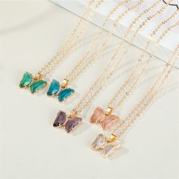 Fashion Crystal Butterfly Pendant Necklace For Women Chain Necklaces Collar Clavicle Glamour Female Jewellery