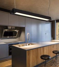 Dining room black long LED chandelier designer modern design study highlight office lighting living Hanging lamp