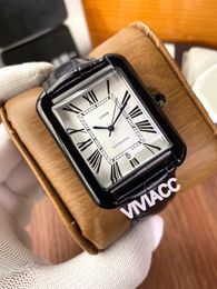 Classic Men Roman Digital geometric rectangular Watches waterproof Stainless steel Automatic Mechanical calendar watch 38mm