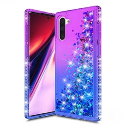 Quicksand Samsung Galaxy Not için Sıvı Telefon Kılıfları 10plus S20 Ultra S9 S8 Lüks Glitter Yüzer Akan Sparkle Parlak Bling Kapak