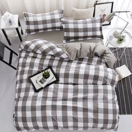 Bedding Sets 44 Black White Grid Geometric 4pcs Bed Cover Set Cartoon Duvet Sheets And Pillowcases Comforter