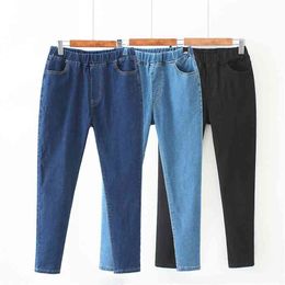 High Waist Vintage Skinny Jeans Women Large Size S-6XL Stretch Casual Denim Pants Female Elastic Wais Street Trousers 210922