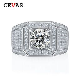 OEVAS 100% 925 Sterling Real 3 Carats D Color Moissanite Wedding Rings For Men Sparkling Full High Carbon Diamond Fine Jewelry