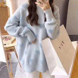 Designer Women's Sweaters Women's Sweaters Sweater Loose Jacket Fall Winter Love Pullover Long Sleeve Lazy Style Net Red Fashion Retro Knit Top 3UNE