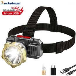 Pocketman Super Bright Headlight USB Rechargeable Headlamp Outdoor Night Fishing Head Lamp Waterproof Mini Portable Headlamps