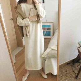 Warm Sweater Women Autumn Dress Winter Long Knitted Dresses loose Maxi Oversize Lady Bodycon Robe Vestidos 210520