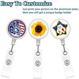 Sublimation Blank Nurse Badge Party Favour Plastic DIY Office Work Card Hanging Buckle Can Be Rotated 360 Degrees Q183