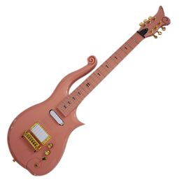 6 Strings Unusual Shaped Navy Pink Electric Guitar with CNC Carved Body,Gold Hardware,High Quality