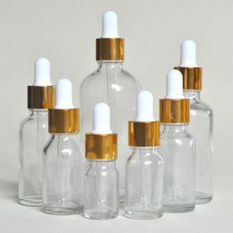 Lab Supplies 10pcs/lot 5ml To 100ml Clear Round Glass Refined Oil Bottle With Droppers Golden Circle For School Experiment