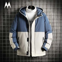 Winter Jacket Men Parkas Fashion Stand Collar Bread Clothes Thicken Warm Coat Mens Harajuku Patchwork Jackets Parka Streetwear 211206