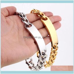 Link, Bracelets Jewelrygranny Chic High Quality 316L Stainless Steel Mens Biker Curb Cuban Chain Id Bracelet Bangle Jewelry 15Mm 8-11 Inch D