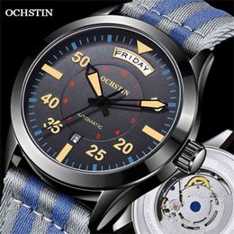 Orologi da uomo moderni Pilota Orologio da polso meccanico automatico Lusso militare OCHSTIN Data Settimana Doppio display Regali per uomo 210804