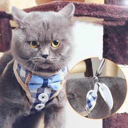 Cat Collars & Leads Harness And Leash Set Adjustable Bowknot Pet Vest Nylon Mesh Kitten Collar Walking Lead Dog Accessories