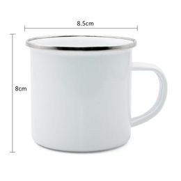 DIY Enamel Sublimation Tumbler White Blank 350ml Steel Creative Enamelled Coffee Mug Indurable unbreakable Personalised Gift Tea cup in stock Bulk wholesale