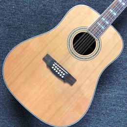 Custom D Style 12 Strings Solid Cedar Top Acoustic Electric Guitar Rosewood Fingerboard