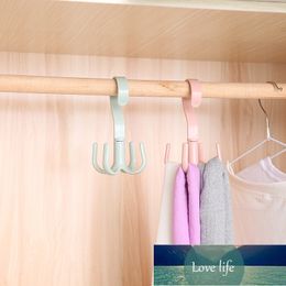 Creative rotating four-claw hook multifunctional wardrobe bag storage hook nail-free plastic tie hanger