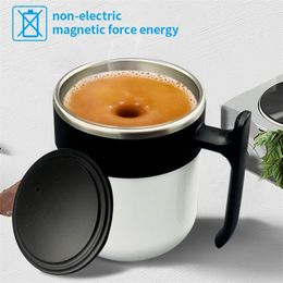 Self Stirring Mug Stainless Steel Automatic Mixing Coffee Cup Magnetic Temperature Difference Smart Control 220311